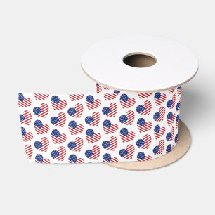 Patriotic Hearts Satin Ribbon Satinband