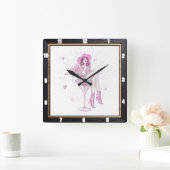 Patriotic High Heel Mode Quadratische Wanduhr (Zuhause)