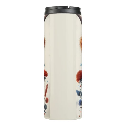 Patriotic Highland Cow Celebration Art Thermosbecher (Rückseite)