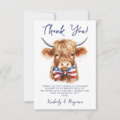 Patriotic Highland Cow Farm Animal Baby Shooter Dankeskarte (Vorderseite)