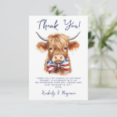 Patriotic Highland Cow Farm Animal Baby Shooter Dankeskarte (Stehend Vorderseite)