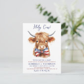 Patriotic Highland Cow Farm Animal Baby Shooter Einladungspostkarte (Stehend Vorderseite)