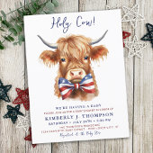 Patriotic Highland Cow Farm Animal Baby Shooter Einladungspostkarte