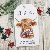 Patriotic Highland Cow Farm Animal Baby Shooter Geschenkanhänger