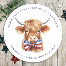 Patriotic Highland Cow Farm Animal Baby Shooter