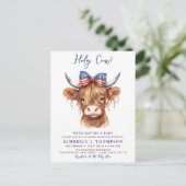 Patriotic Highland Kuh 4. Juli Baby Shower Postkarte (Stehend Vorderseite)