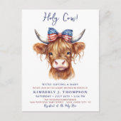 Patriotic Highland Kuh 4. Juli Baby Shower Postkarte (Vorderseite)
