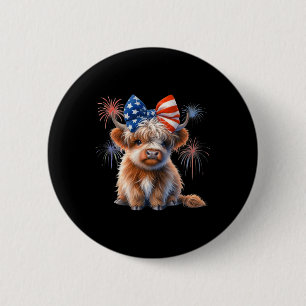 Patriotic Highland Kuh Coquette 4. Juli Farmer Button