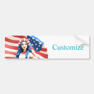 Patriotic Hippie Girl Thunder_Cove Autoaufkleber