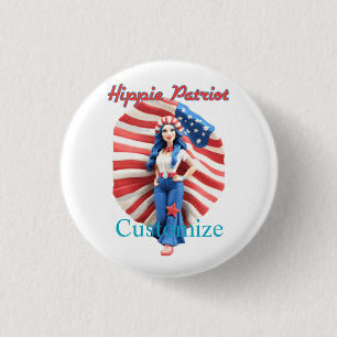 Patriotic Hippie Girl Thunder_Cove Button