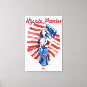 Patriotic Hippie Girl Thunder_Cove Leinwanddruck
