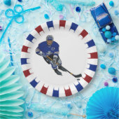 Patriotic Hockey Design Paper Party Plate Pappteller (Party)