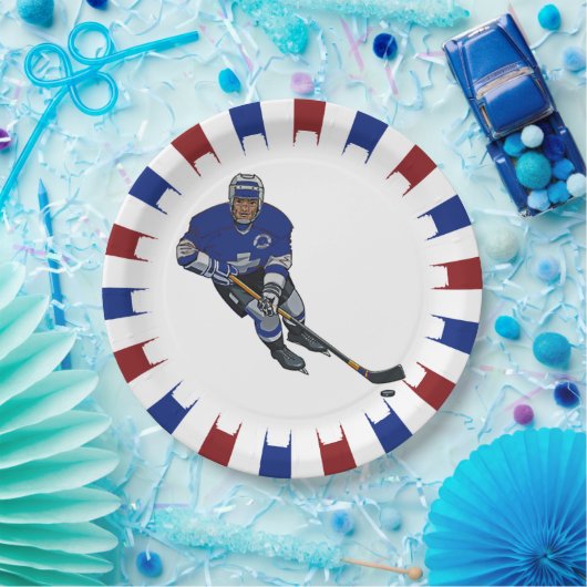 Patriotic Hockey Design Paper Party Plate Pappteller (Party)
