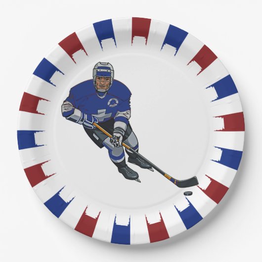 Patriotic Hockey Design Paper Party Plate Pappteller (Vorderseite)