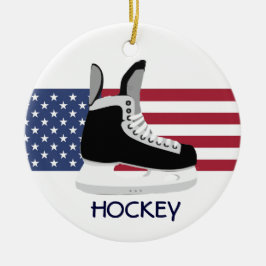 Patriotic Hockey Skate Design Ornament