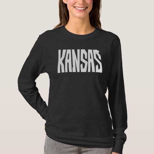 Patriotic Home State Map of Kansas Text Shape Desi T-Shirt (Vorderseite)