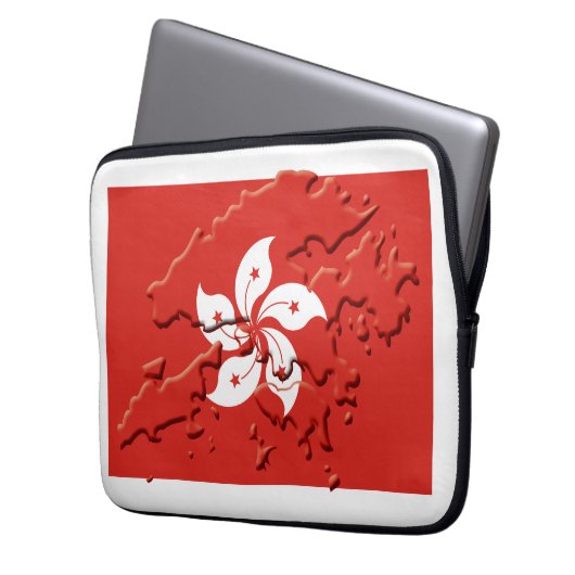 Patriotic HONG KONG Flag Map Computer Laptopschutzhülle (Vorderseite Links)