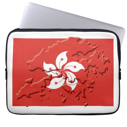 Patriotic HONG KONG Flag Map Computer Laptopschutzhülle (Vorderseite)