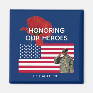 Patriotic HONORING UNSERE HEROES Veterans Memorial Magnet