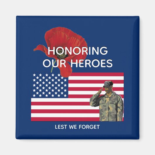 Patriotic HONORING UNSERE HEROES Veterans Memorial Magnet (Vorne)