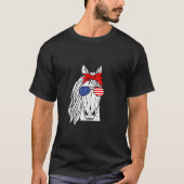 Patriotic Horse 4th Of July Funny Sunglasses Pet L T-Shirt (Vorderseite)