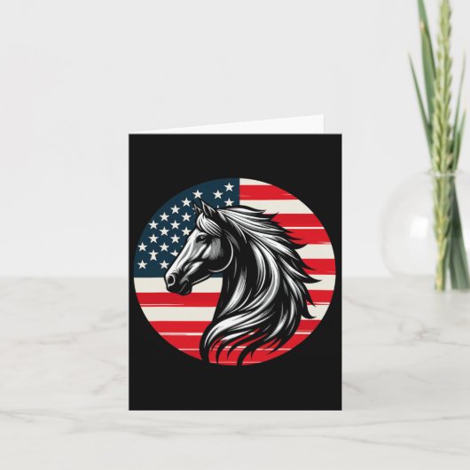 Patriotic Horse American Flag Horseback Riding 4. Karte (Vorderseite)