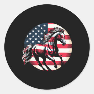 Patriotic Horse American Flag Horseback Riding 4. Runder Aufkleber