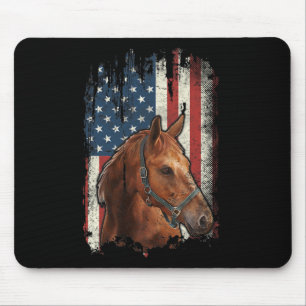 Patriotic Horse American Flag Horseback Riding Hor Mousepad