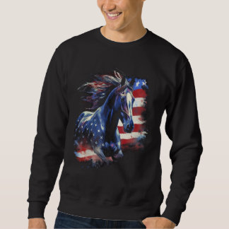 Patriotic Horse American Flag Horseback Riding Wes Sweatshirt