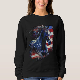 Patriotic Horse American Flag Horseback Riding Wes Sweatshirt