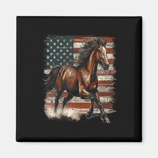Patriotic Horse American Flag Magnet (Vorne)
