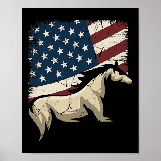 Patriotic Horse American Flag Reitsport für Poster (Vorne)