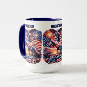 Patriotic Horse American Flag Sunset Equestrian  Tasse (Vorderseite Links)