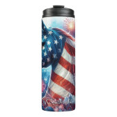 Patriotic Horse Fireworks Celebration Art Thermosbecher (Vorderseite)