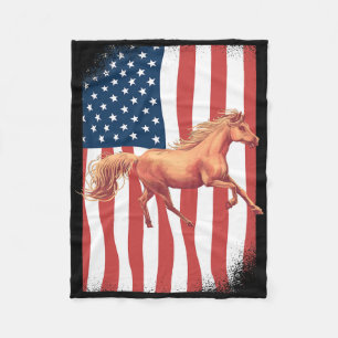 Patriotic Horse Horseback Riding American Flag Hah Fleecedecke