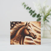 Patriotic Horse Sepia Postkarte (Stehend Vorderseite)