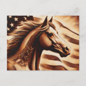 Patriotic Horse Sepia Postkarte (Vorderseite)