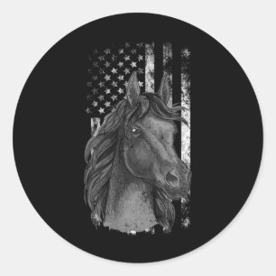 Patriotic Horse Shirt Flag Horse American Flag Hah Runder Aufkleber