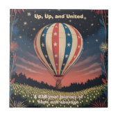 Patriotic Hot Air Balloon USA 1776–2026 Fireworks Fliese (Vorderseite)