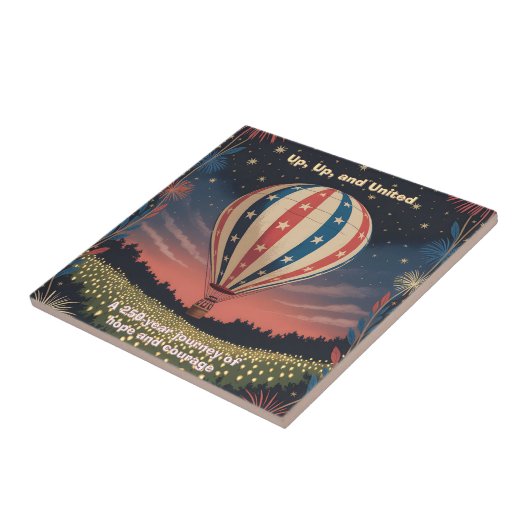 Patriotic Hot Air Balloon USA 1776–2026 Fireworks Fliese (Seite)