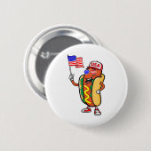 Patriotic Hot Dog American Flag USA Funny 4. J Button (Vorne & Hinten)