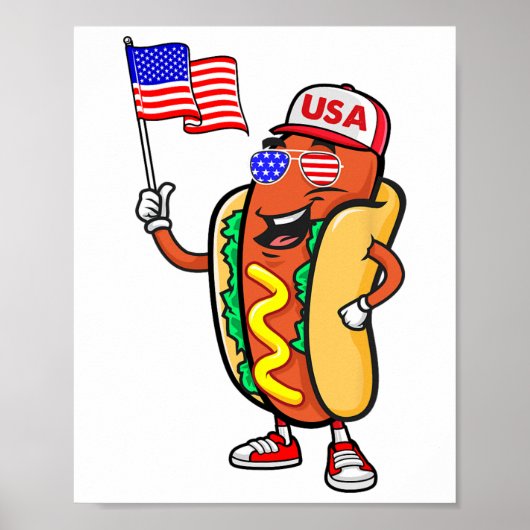Patriotic Hot Dog American Flag USA Funny 4. J Poster (Vorne)
