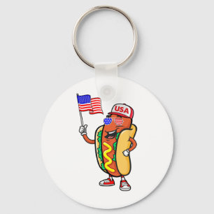 Patriotic Hot Dog American Flag USA Funny 4. J Schlüsselanhänger