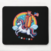 Patriotic Hotdog Riding Unicorn 4. Juli amerikanis Mousepad (Vorne)