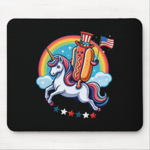 Patriotic Hotdog Riding Unicorn 4. Juli amerikanis Mousepad