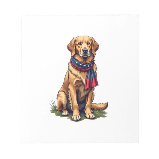 Patriotic Hunting Golden Retriever Vintage Tee 4 Notizblock (Vorderseite)