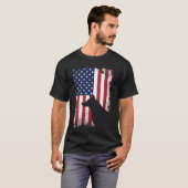 Patriotic Husky American Flag Cooler Hund T-Shirt (Vorne ganz)