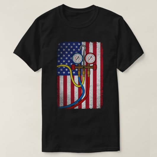 Patriotic HVAC Technischer Leiter Amerikanische Fl T-Shirt (Design vorne)