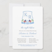 Patriotic Hydrangea Wappen Hochzeit Probe Dinner Einladung (Vorderseite)