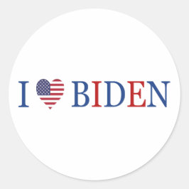 Patriotic I Heart Liebe Joe Biden Flag Runder Aufkleber